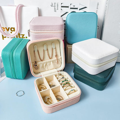 Travel Jewelry Case, Mini Portable Jewelry Travel Boxes, Jewelry Organizer for Rings, Earrings, Pendants, Necklaces, Lipsticks, Etc. (Pink)