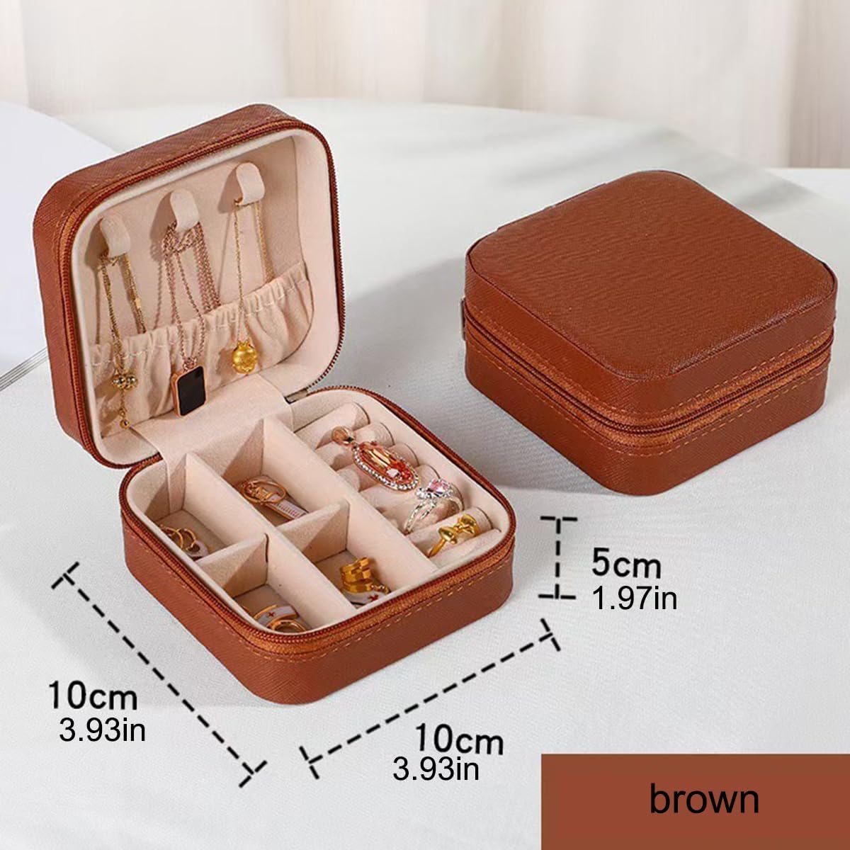 Travel Jewelry Case, Mini Portable Jewelry Travel Boxes, Jewelry Organizer for Rings, Earrings, Pendants, Necklaces, Lipsticks, Etc. (Pink)