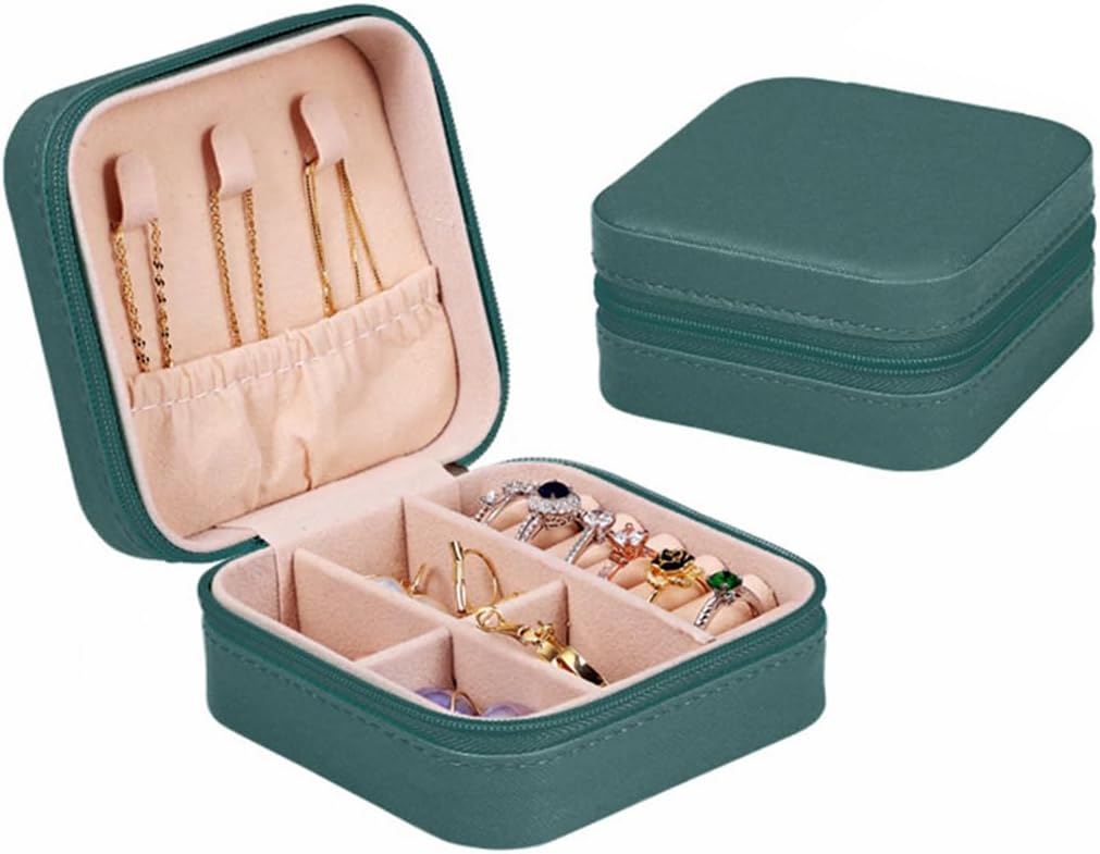 Travel Jewelry Case, Mini Portable Jewelry Travel Boxes, Jewelry Organizer for Rings, Earrings, Pendants, Necklaces, Lipsticks, Etc. (Pink)