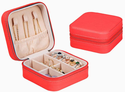 Travel Jewelry Case, Mini Portable Jewelry Travel Boxes, Jewelry Organizer for Rings, Earrings, Pendants, Necklaces, Lipsticks, Etc. (Pink)