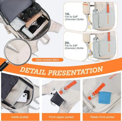 20L Small Hiking Backpack for Men Women Foldable Packable Back Pack Ultralight Hiking Daypack for Travel Camping Outdoor, Beige