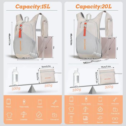 20L Small Hiking Backpack for Men Women Foldable Packable Back Pack Ultralight Hiking Daypack for Travel Camping Outdoor, Beige