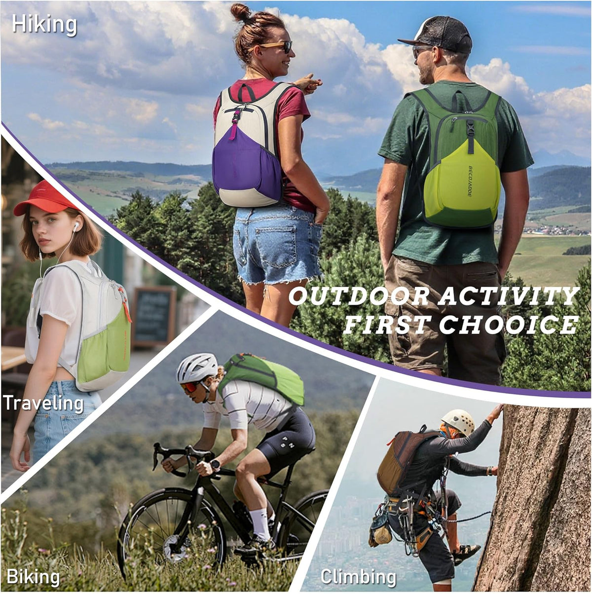 20L Small Hiking Backpack for Men Women Foldable Packable Back Pack Ultralight Hiking Daypack for Travel Camping Outdoor, Beige