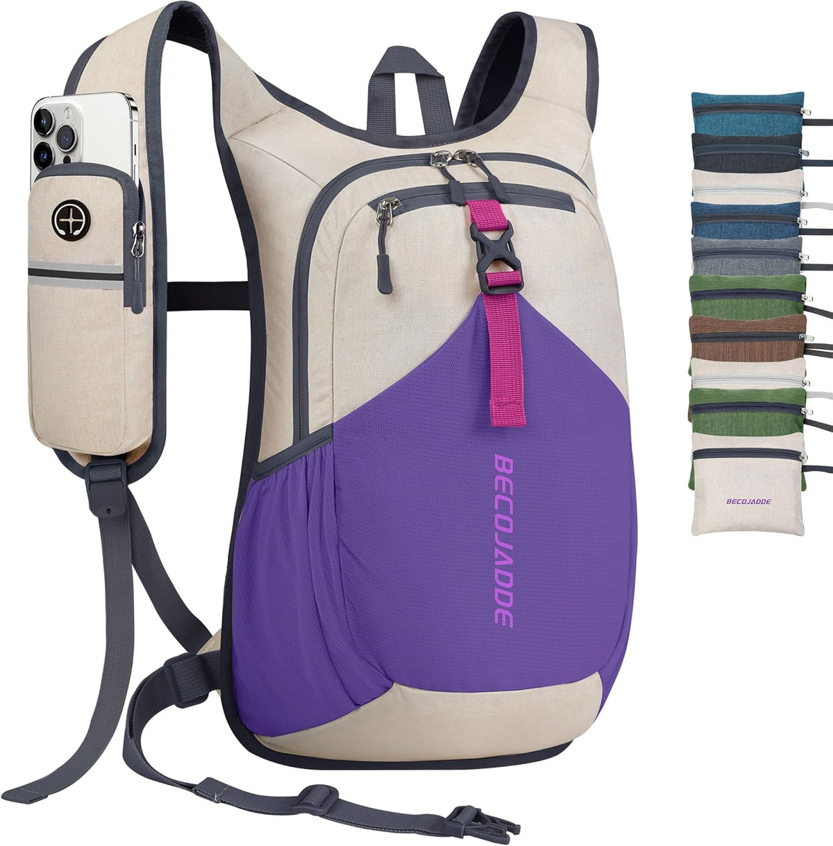 20L Small Hiking Backpack for Men Women Foldable Packable Back Pack Ultralight Hiking Daypack for Travel Camping Outdoor, Beige