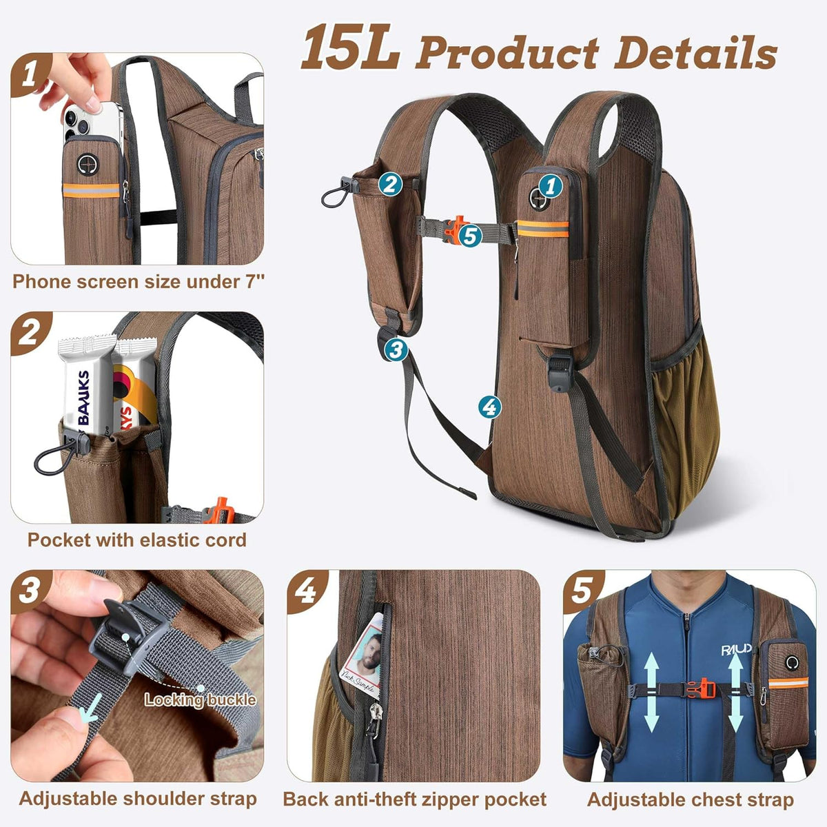 20L Small Hiking Backpack for Men Women Foldable Packable Back Pack Ultralight Hiking Daypack for Travel Camping Outdoor, Beige