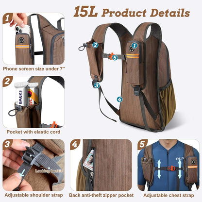 20L Small Hiking Backpack for Men Women Foldable Packable Back Pack Ultralight Hiking Daypack for Travel Camping Outdoor, Beige