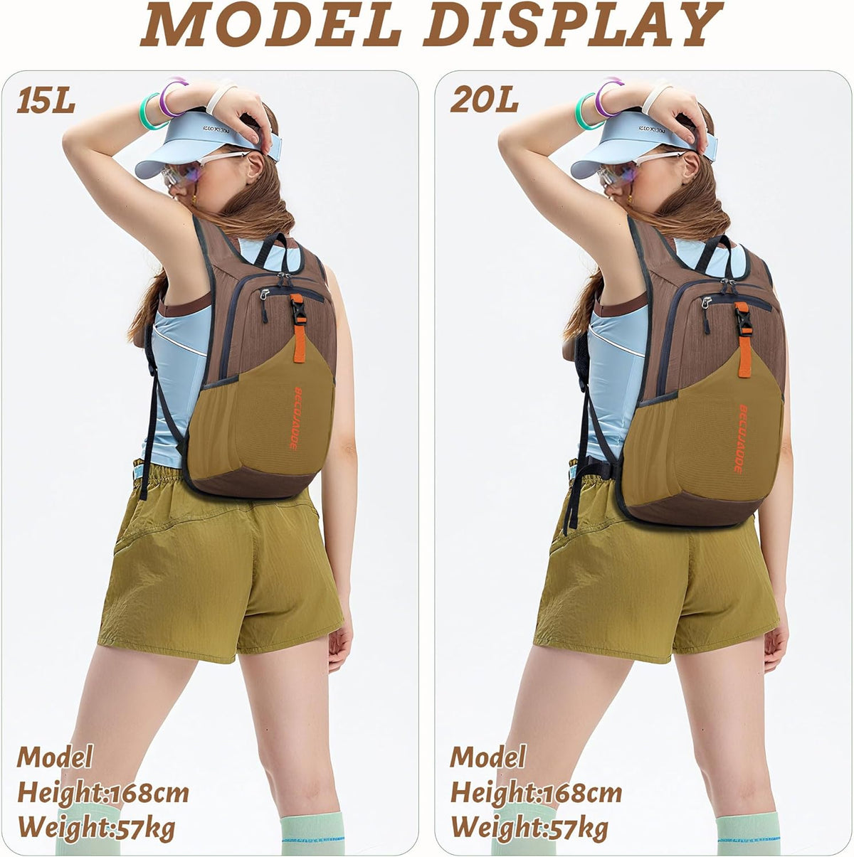 20L Small Hiking Backpack for Men Women Foldable Packable Back Pack Ultralight Hiking Daypack for Travel Camping Outdoor, Beige