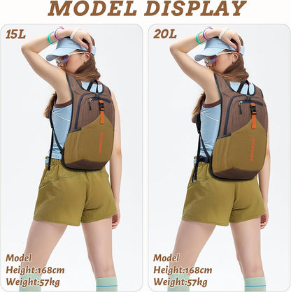 20L Small Hiking Backpack for Men Women Foldable Packable Back Pack Ultralight Hiking Daypack for Travel Camping Outdoor, Beige