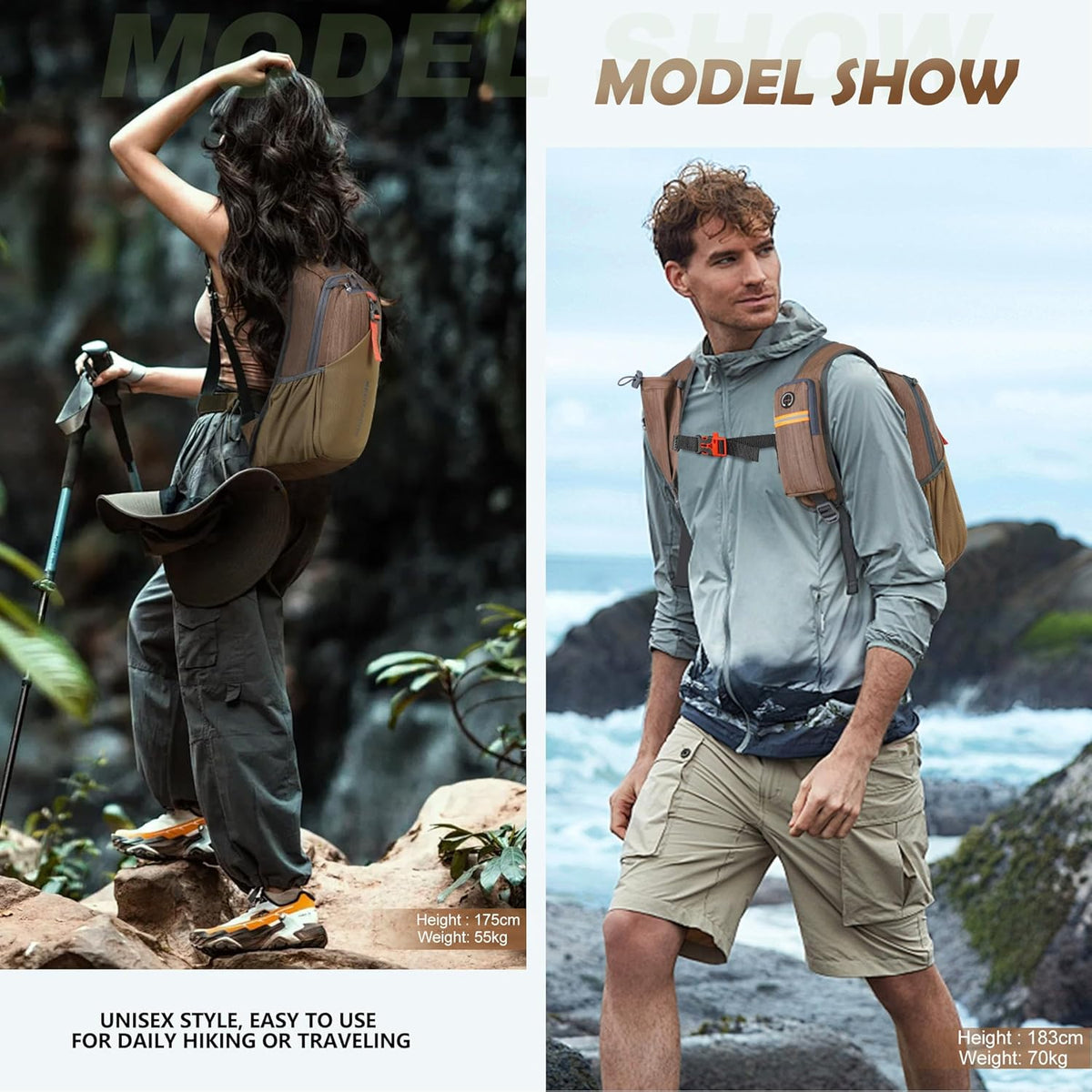 20L Small Hiking Backpack for Men Women Foldable Packable Back Pack Ultralight Hiking Daypack for Travel Camping Outdoor, Beige