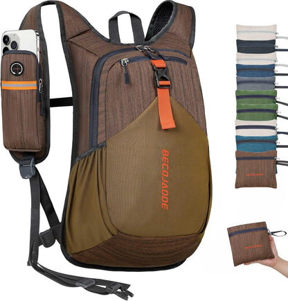 20L Small Hiking Backpack for Men Women Foldable Packable Back Pack Ultralight Hiking Daypack for Travel Camping Outdoor, Beige