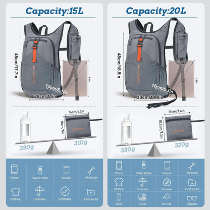 20L Small Hiking Backpack for Men Women Foldable Packable Back Pack Ultralight Hiking Daypack for Travel Camping Outdoor, Beige