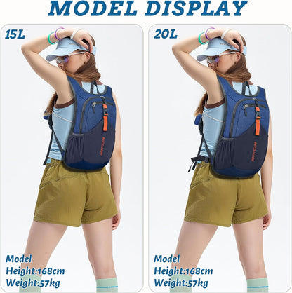 20L Small Hiking Backpack for Men Women Foldable Packable Back Pack Ultralight Hiking Daypack for Travel Camping Outdoor, Beige