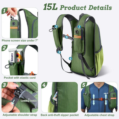20L Small Hiking Backpack for Men Women Foldable Packable Back Pack Ultralight Hiking Daypack for Travel Camping Outdoor, Beige