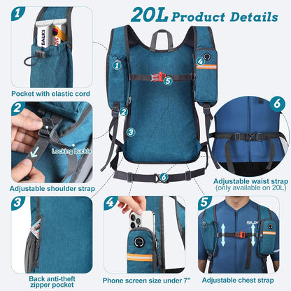 20L Small Hiking Backpack for Men Women Foldable Packable Back Pack Ultralight Hiking Daypack for Travel Camping Outdoor, Beige