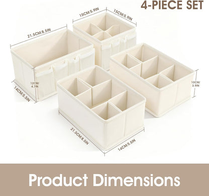 Cosmetic Storage Bins Makeup Organizer, Adjustable Multifunction Storage Box Desk Drawer Divider for Makeup Brushes, Bathroom Countertop or Dresser, Set of 4