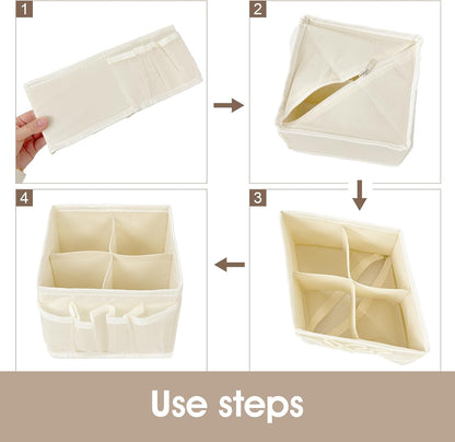 Cosmetic Storage Bins Makeup Organizer, Adjustable Multifunction Storage Box Desk Drawer Divider for Makeup Brushes, Bathroom Countertop or Dresser, Set of 4