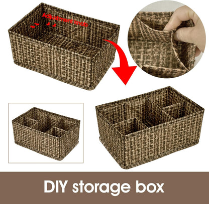 Cosmetic Storage Bins Makeup Organizer, Adjustable Multifunction Storage Box Desk Drawer Divider for Makeup Brushes, Bathroom Countertop or Dresser, Set of 4