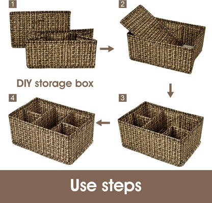 Cosmetic Storage Bins Makeup Organizer, Adjustable Multifunction Storage Box Desk Drawer Divider for Makeup Brushes, Bathroom Countertop or Dresser, Set of 4