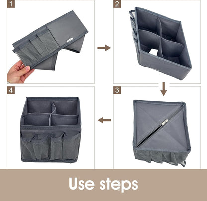 Cosmetic Storage Bins Makeup Organizer, Adjustable Multifunction Storage Box Desk Drawer Divider for Makeup Brushes, Bathroom Countertop or Dresser, Set of 4