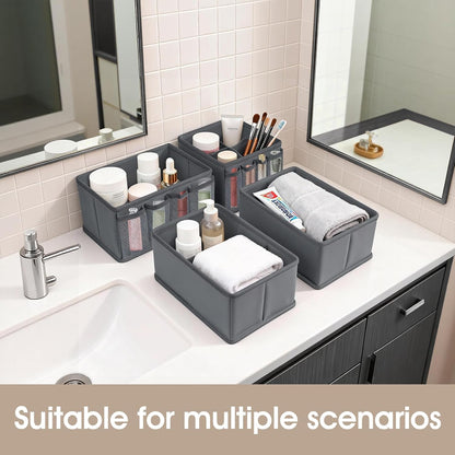 Cosmetic Storage Bins Makeup Organizer, Adjustable Multifunction Storage Box Desk Drawer Divider for Makeup Brushes, Bathroom Countertop or Dresser, Set of 4