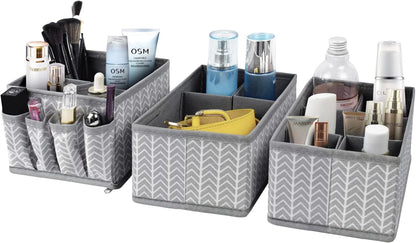 Cosmetic Storage Bins Makeup Organizer, Adjustable Multifunction Storage Box Desk Drawer Divider for Makeup Brushes, Bathroom Countertop or Dresser, Set of 4