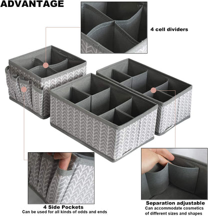 Cosmetic Storage Bins Makeup Organizer, Adjustable Multifunction Storage Box Desk Drawer Divider for Makeup Brushes, Bathroom Countertop or Dresser, Set of 4