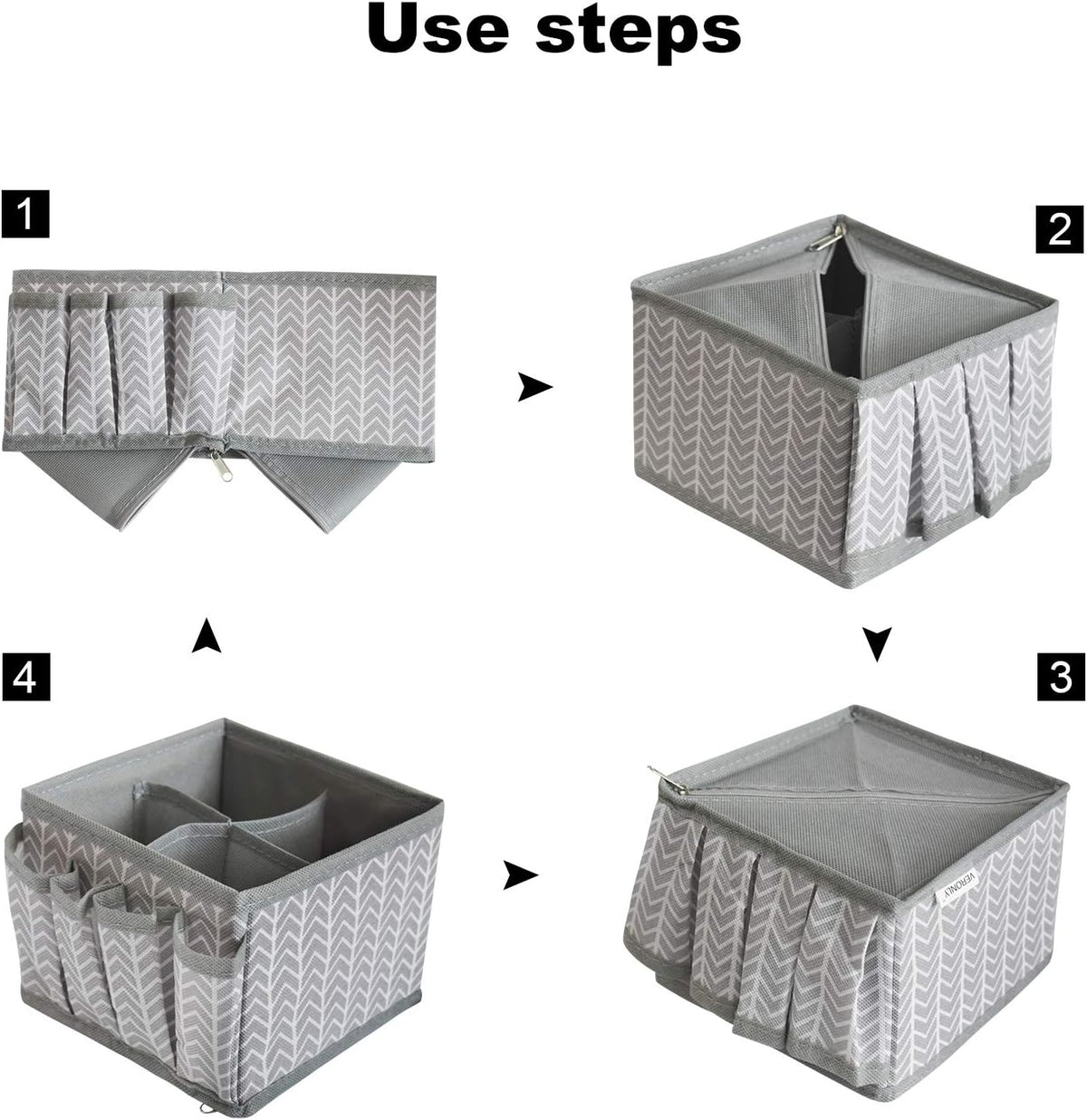 Cosmetic Storage Bins Makeup Organizer, Adjustable Multifunction Storage Box Desk Drawer Divider for Makeup Brushes, Bathroom Countertop or Dresser, Set of 4