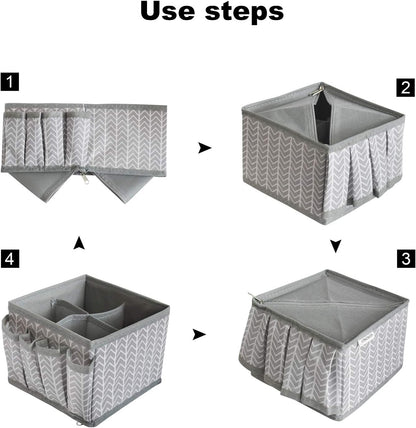 Cosmetic Storage Bins Makeup Organizer, Adjustable Multifunction Storage Box Desk Drawer Divider for Makeup Brushes, Bathroom Countertop or Dresser, Set of 4