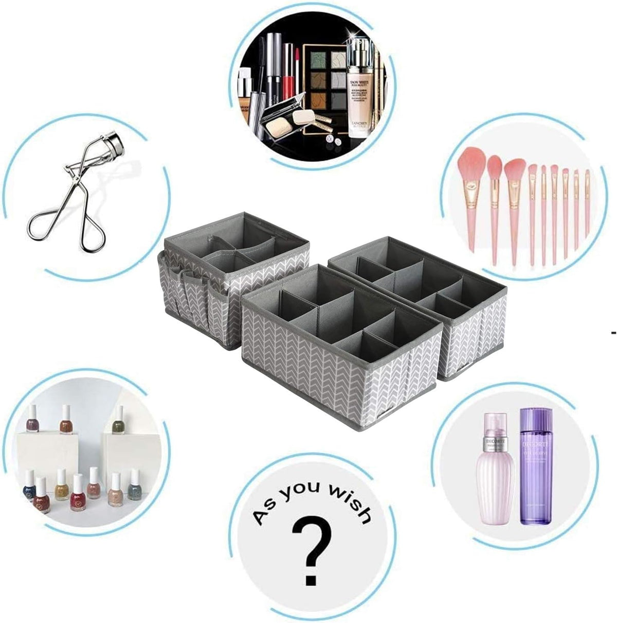 Cosmetic Storage Bins Makeup Organizer, Adjustable Multifunction Storage Box Desk Drawer Divider for Makeup Brushes, Bathroom Countertop or Dresser, Set of 4