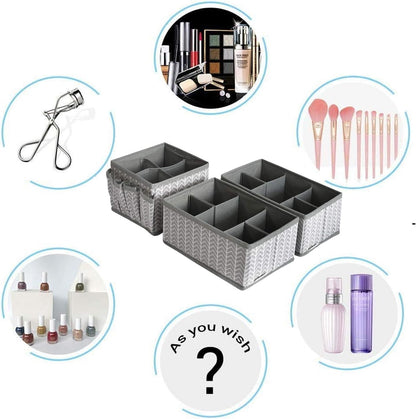 Cosmetic Storage Bins Makeup Organizer, Adjustable Multifunction Storage Box Desk Drawer Divider for Makeup Brushes, Bathroom Countertop or Dresser, Set of 4