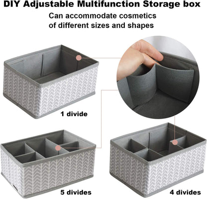 Cosmetic Storage Bins Makeup Organizer, Adjustable Multifunction Storage Box Desk Drawer Divider for Makeup Brushes, Bathroom Countertop or Dresser, Set of 4