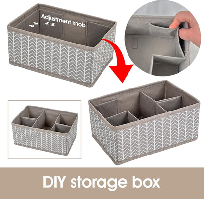 Cosmetic Storage Bins Makeup Organizer, Adjustable Multifunction Storage Box Desk Drawer Divider for Makeup Brushes, Bathroom Countertop or Dresser, Set of 4