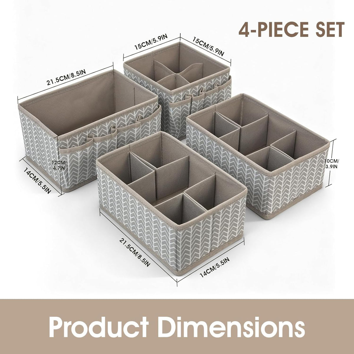 Cosmetic Storage Bins Makeup Organizer, Adjustable Multifunction Storage Box Desk Drawer Divider for Makeup Brushes, Bathroom Countertop or Dresser, Set of 4