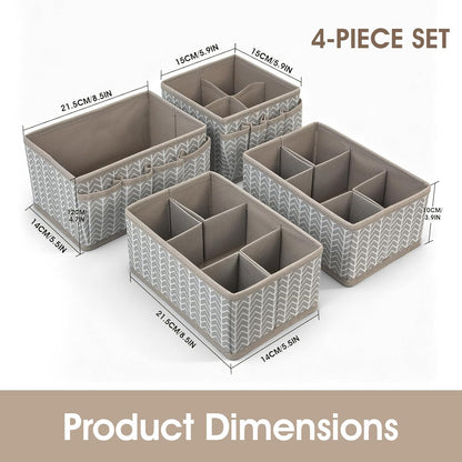 Cosmetic Storage Bins Makeup Organizer, Adjustable Multifunction Storage Box Desk Drawer Divider for Makeup Brushes, Bathroom Countertop or Dresser, Set of 4