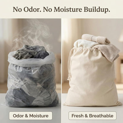 Urban Villa Laundry Bags 1-Pack 28”x36" Extra-Large Cotton Canvas Heavy Duty Washable Durable Travel Laundry Sacks with Drawstring Closure Reusable Hamper Liners for Dirty Clothes Delicates & Lingerie