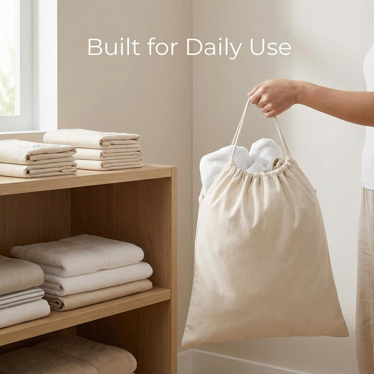 Urban Villa Laundry Bags 1-Pack 28”x36" Extra-Large Cotton Canvas Heavy Duty Washable Durable Travel Laundry Sacks with Drawstring Closure Reusable Hamper Liners for Dirty Clothes Delicates & Lingerie