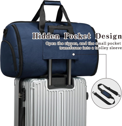 Garment Duffle Bags for Travel, Carry On Garment Duffel Weekender Bag 45L | 2-days Trip,Wrinkle-Free Travel,Separate Shoe Pocket | Overnight Garment Bag for Vacation, Business Trips, Weekend