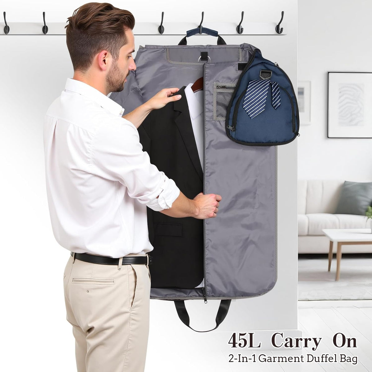 Garment Duffle Bags for Travel, Carry On Garment Duffel Weekender Bag 45L | 2-days Trip,Wrinkle-Free Travel,Separate Shoe Pocket | Overnight Garment Bag for Vacation, Business Trips, Weekend