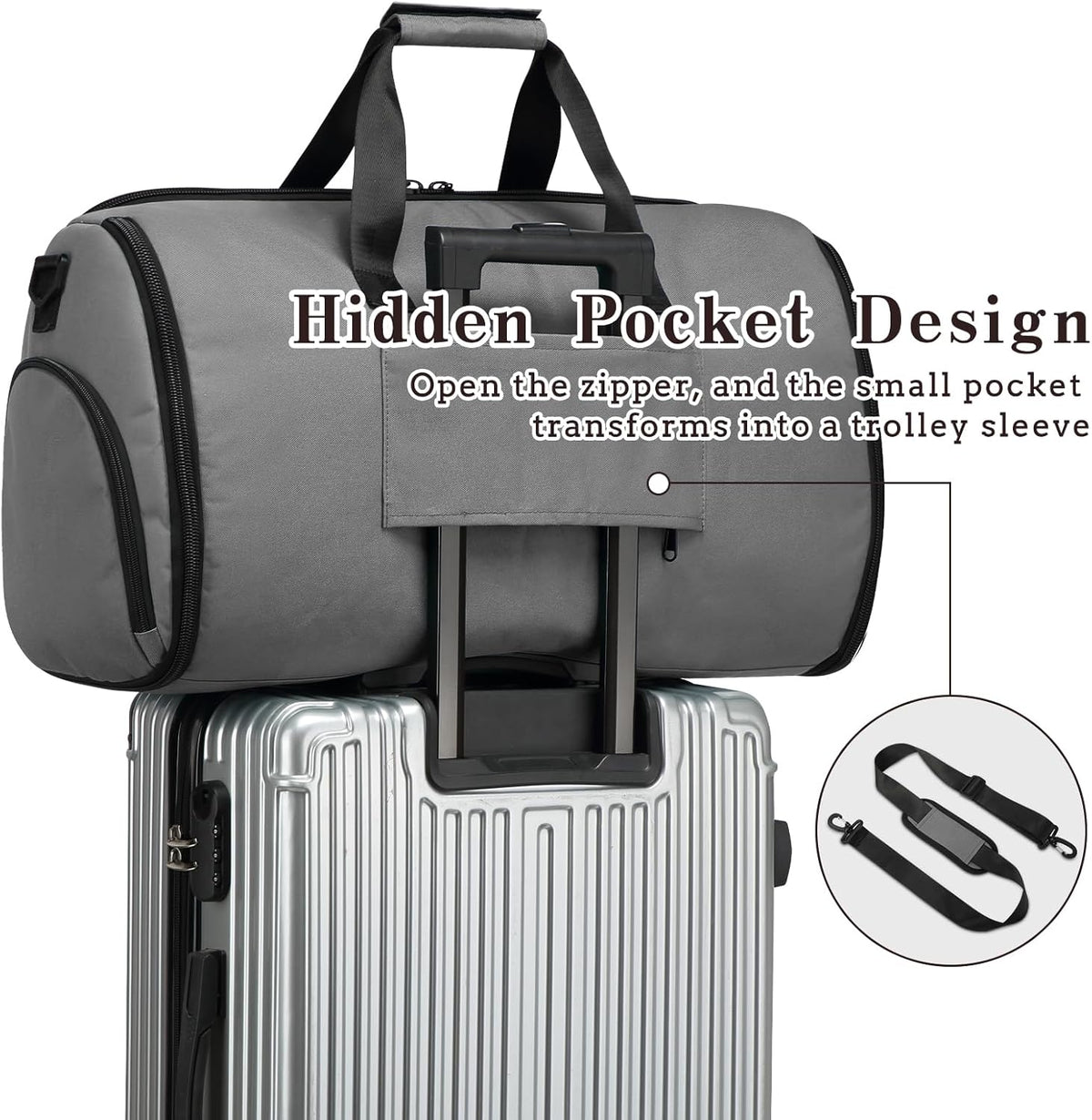 Garment Duffle Bags for Travel, Carry On Garment Duffel Weekender Bag 45L | 2-days Trip,Wrinkle-Free Travel,Separate Shoe Pocket | Overnight Garment Bag for Vacation, Business Trips, Weekend