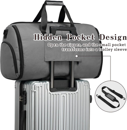 Garment Duffle Bags for Travel, Carry On Garment Duffel Weekender Bag 45L | 2-days Trip,Wrinkle-Free Travel,Separate Shoe Pocket | Overnight Garment Bag for Vacation, Business Trips, Weekend