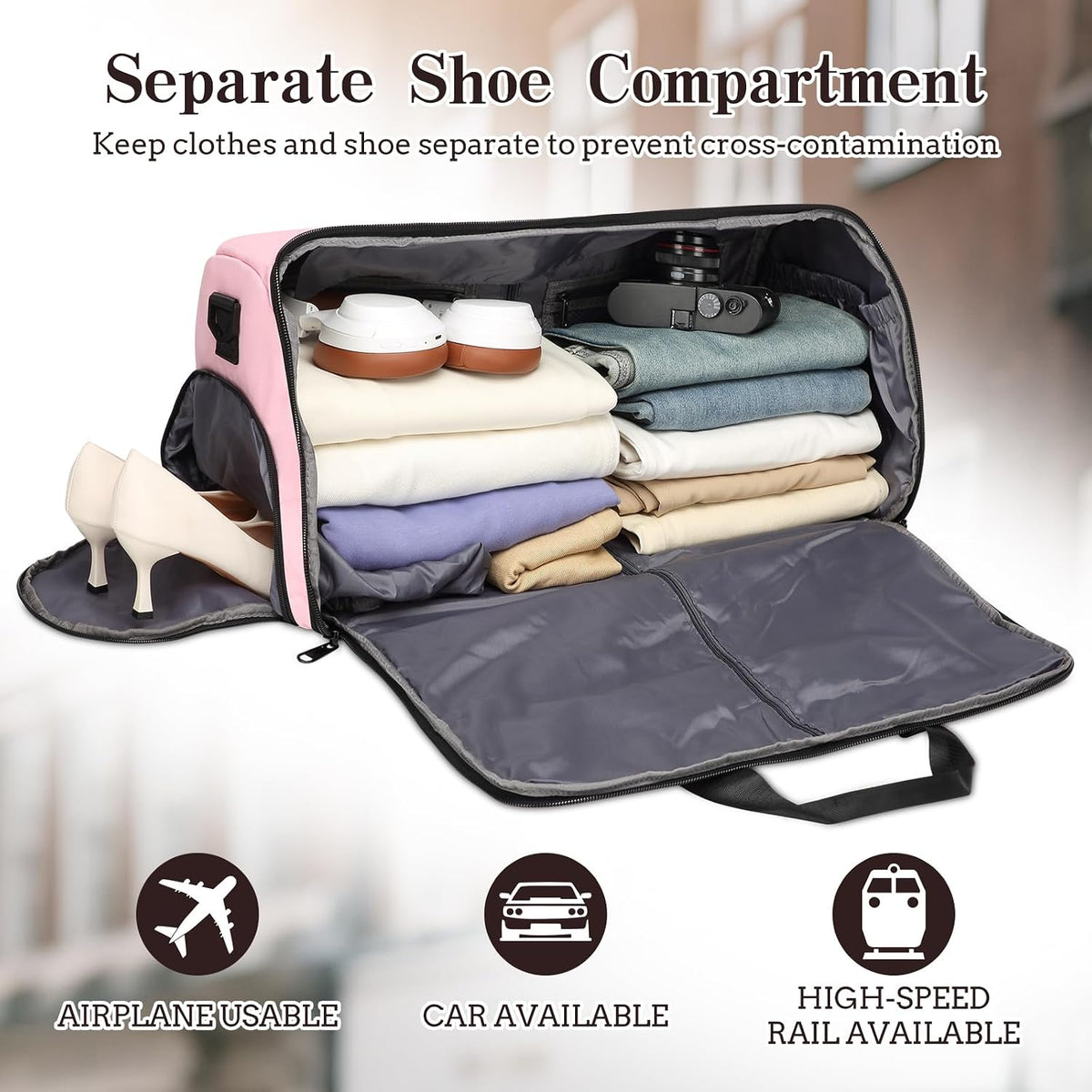 Garment Duffle Bags for Travel, Carry On Garment Duffel Weekender Bag 45L | 2-days Trip,Wrinkle-Free Travel,Separate Shoe Pocket | Overnight Garment Bag for Vacation, Business Trips, Weekend