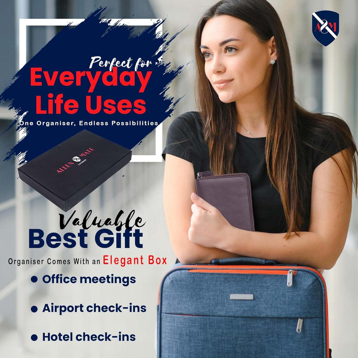 100% Leather Passport Holder for Travel RFID Blocking Passport Wallet for Men & Women - Zippered Compact Travel Document Organizer Fits Cash, Cards, SIM, ID and Tickets