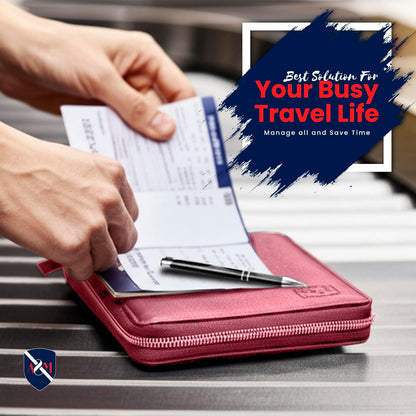 100% Leather Passport Holder for Travel RFID Blocking Passport Wallet for Men & Women - Zippered Compact Travel Document Organizer Fits Cash, Cards, SIM, ID and Tickets