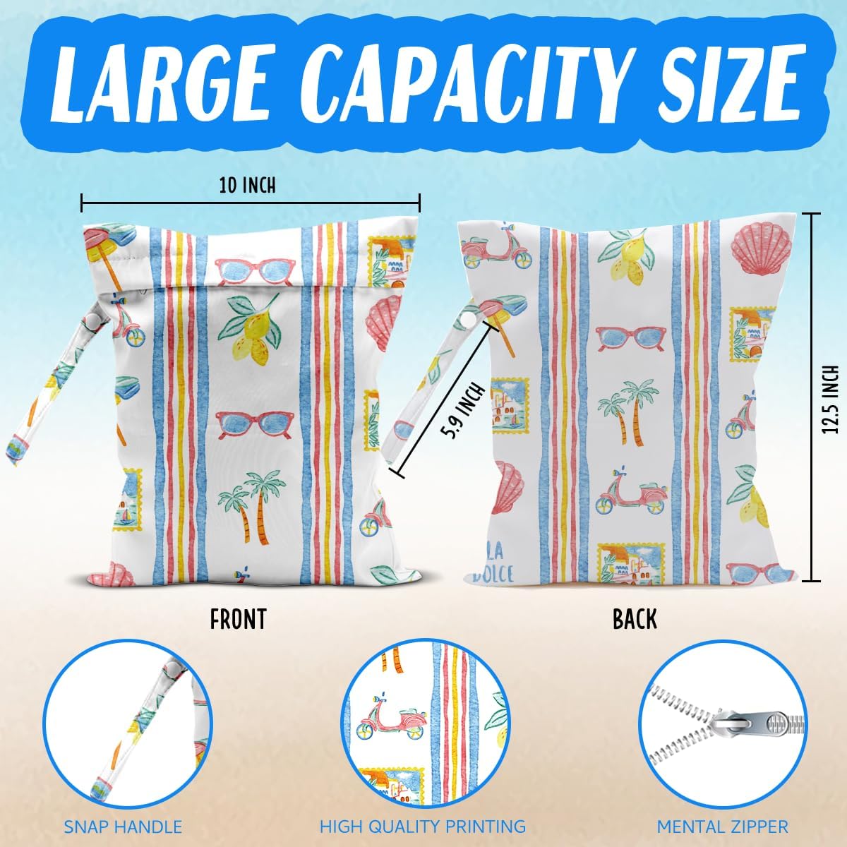 Cherry Wet Bag for Swimsuit Dirty Clothes Yoga Gym Diaper, Wet Dry Bag, Beach Vacation Essential for Travel Poor Bathing Summer Cherry Gifts