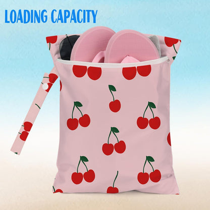 Cherry Wet Bag for Swimsuit Dirty Clothes Yoga Gym Diaper, Wet Dry Bag, Beach Vacation Essential for Travel Poor Bathing Summer Cherry Gifts