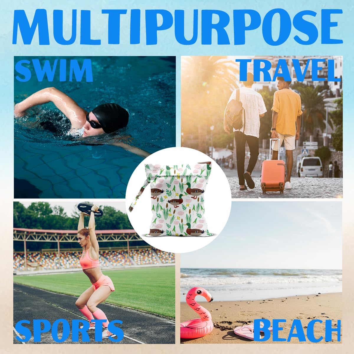 Cherry Wet Bag for Swimsuit Dirty Clothes Yoga Gym Diaper, Wet Dry Bag, Beach Vacation Essential for Travel Poor Bathing Summer Cherry Gifts