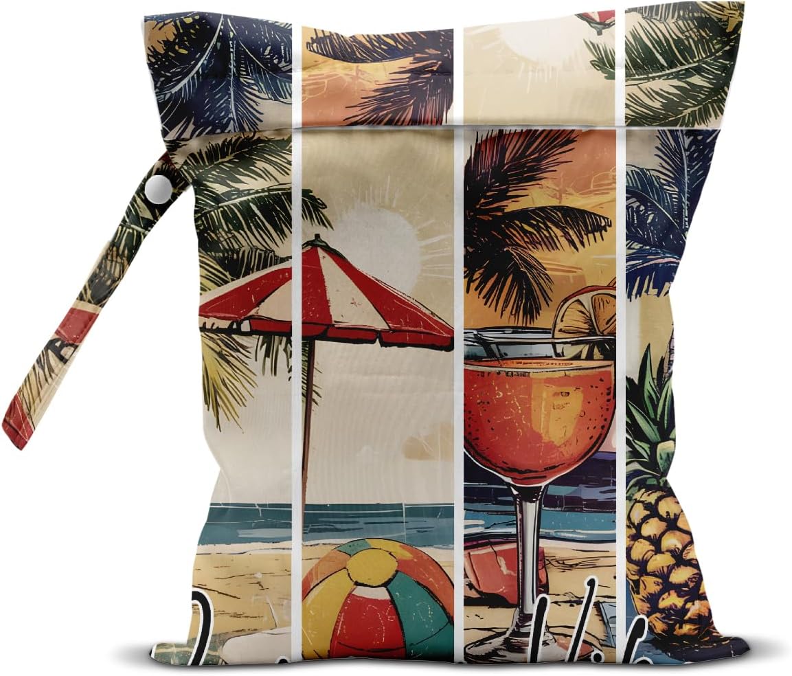 Cherry Wet Bag for Swimsuit Dirty Clothes Yoga Gym Diaper, Wet Dry Bag, Beach Vacation Essential for Travel Poor Bathing Summer Cherry Gifts