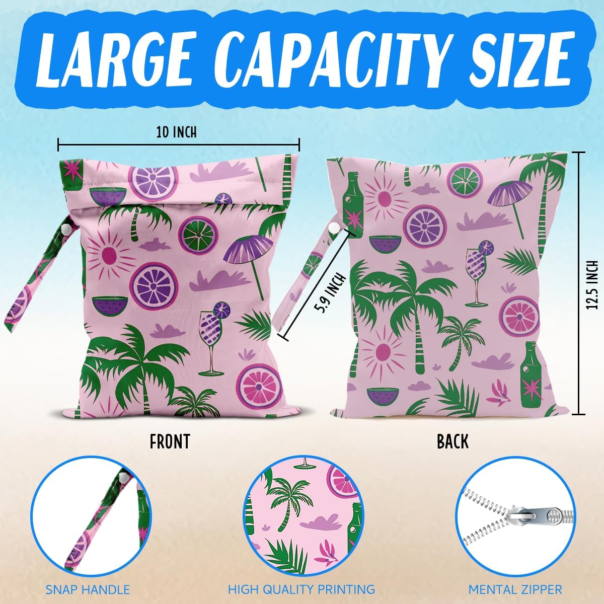 Cherry Wet Bag for Swimsuit Dirty Clothes Yoga Gym Diaper, Wet Dry Bag, Beach Vacation Essential for Travel Poor Bathing Summer Cherry Gifts
