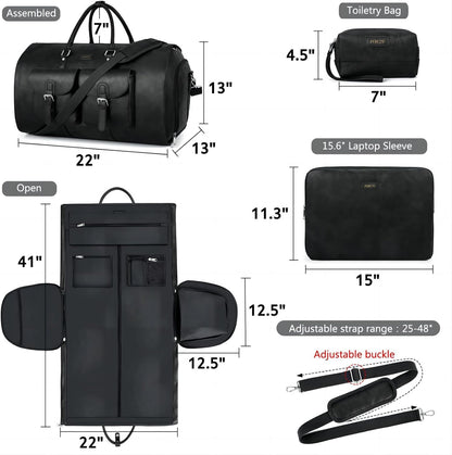 Garment Bag for Travel, Convertible Carry on Garment Duffel Bag for Men 3Pcs Weekender Bag 2 in 1 Hanging Suitcase Suit Bag