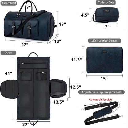 Garment Bag for Travel, Convertible Carry on Garment Duffel Bag for Men 3Pcs Weekender Bag 2 in 1 Hanging Suitcase Suit Bag